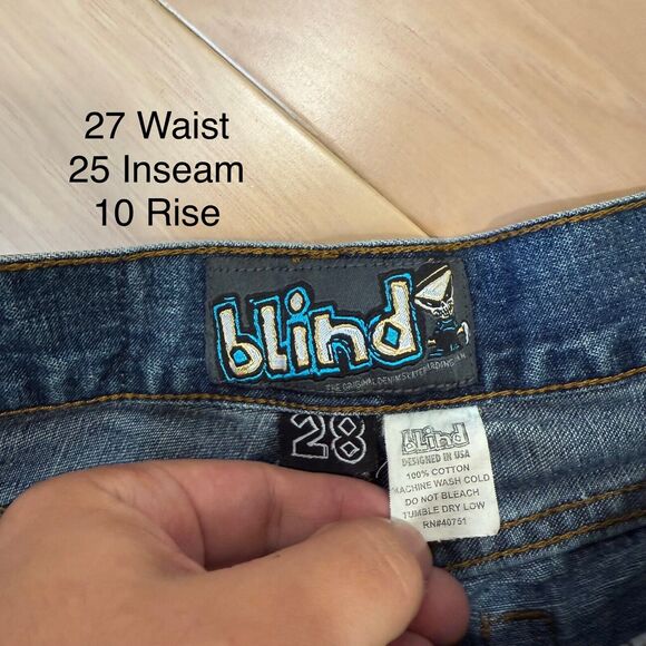 Vintage Blind Skateboard Jeans 27 Blue Y2K Denim Skater Punk Streetwear - Picture 5 of 8